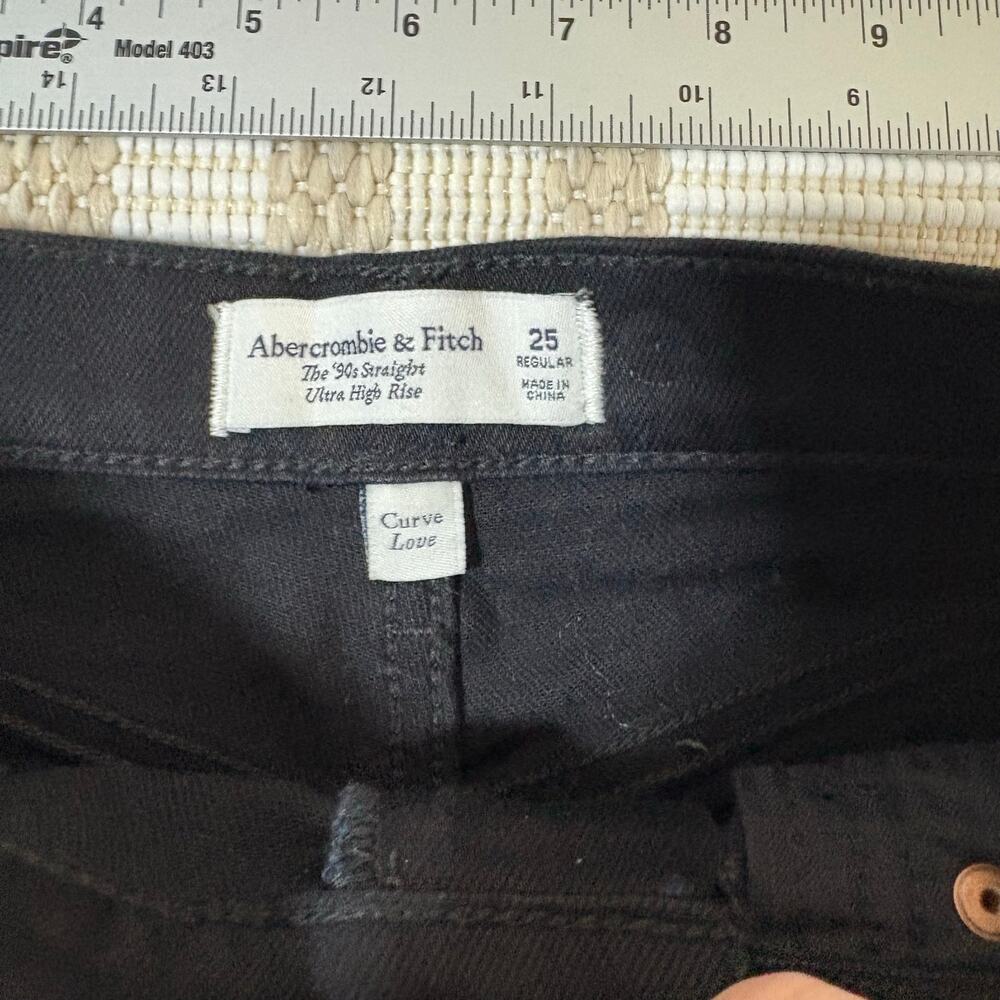 Abercrombie & Fitch Curve Love Women's 25 Black Denim Jeans Grunge High Waist - Picture 4 of 6